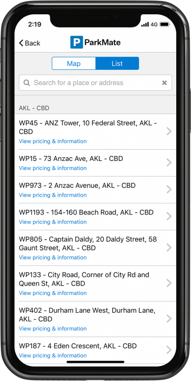 ParkMate List